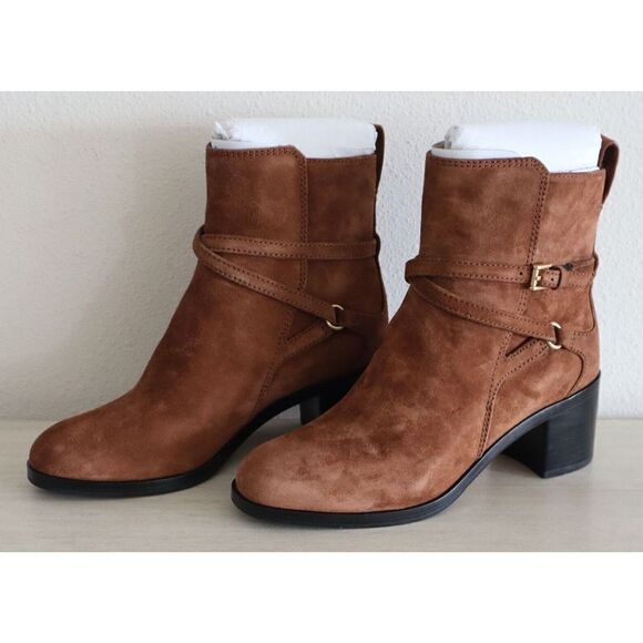 Rag & Bone Women's Sz 7 Hazel Brown Suede Leather Buckle Ankle Booties - Picture 2 of 12